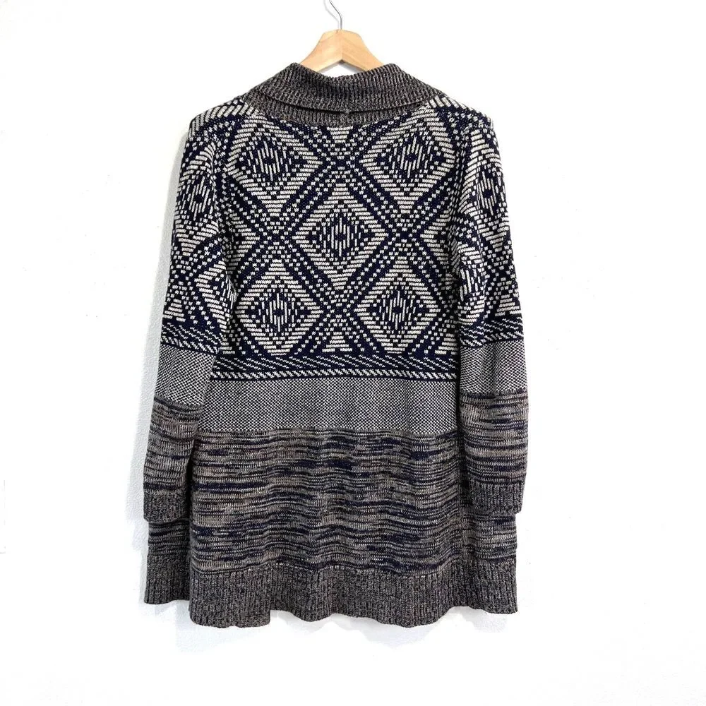 Honey Punch Boho Long Open Duster Cardigan Knit Sweater Small Gray Pockets Comfy